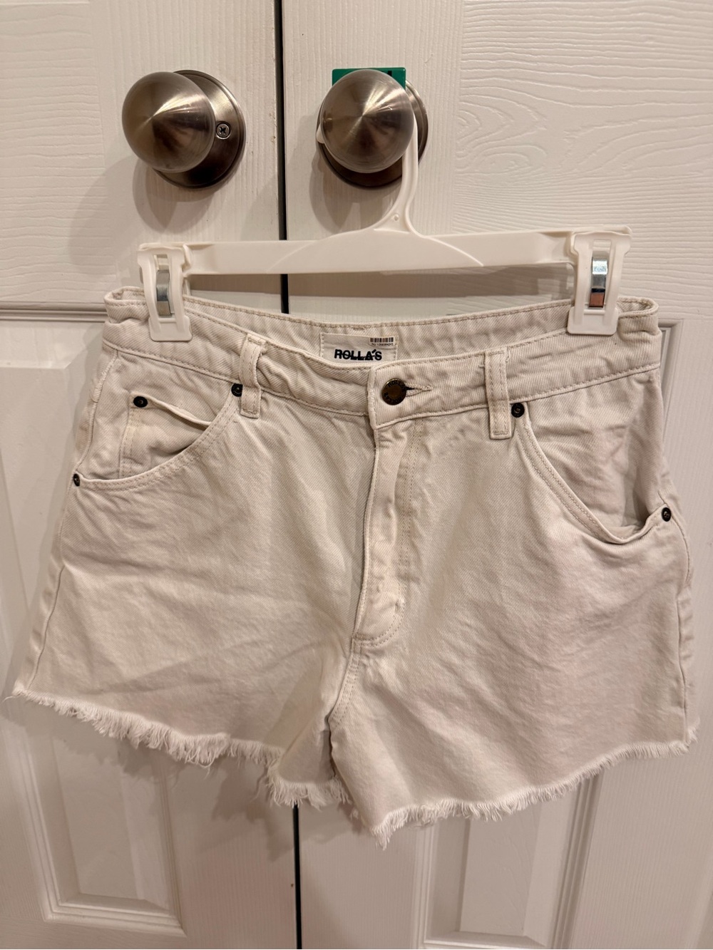 ROLLA'S White Frayed Hem Denim Cutoff Shorts